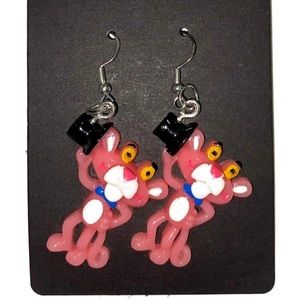 Flat back Pink Panther Earrings